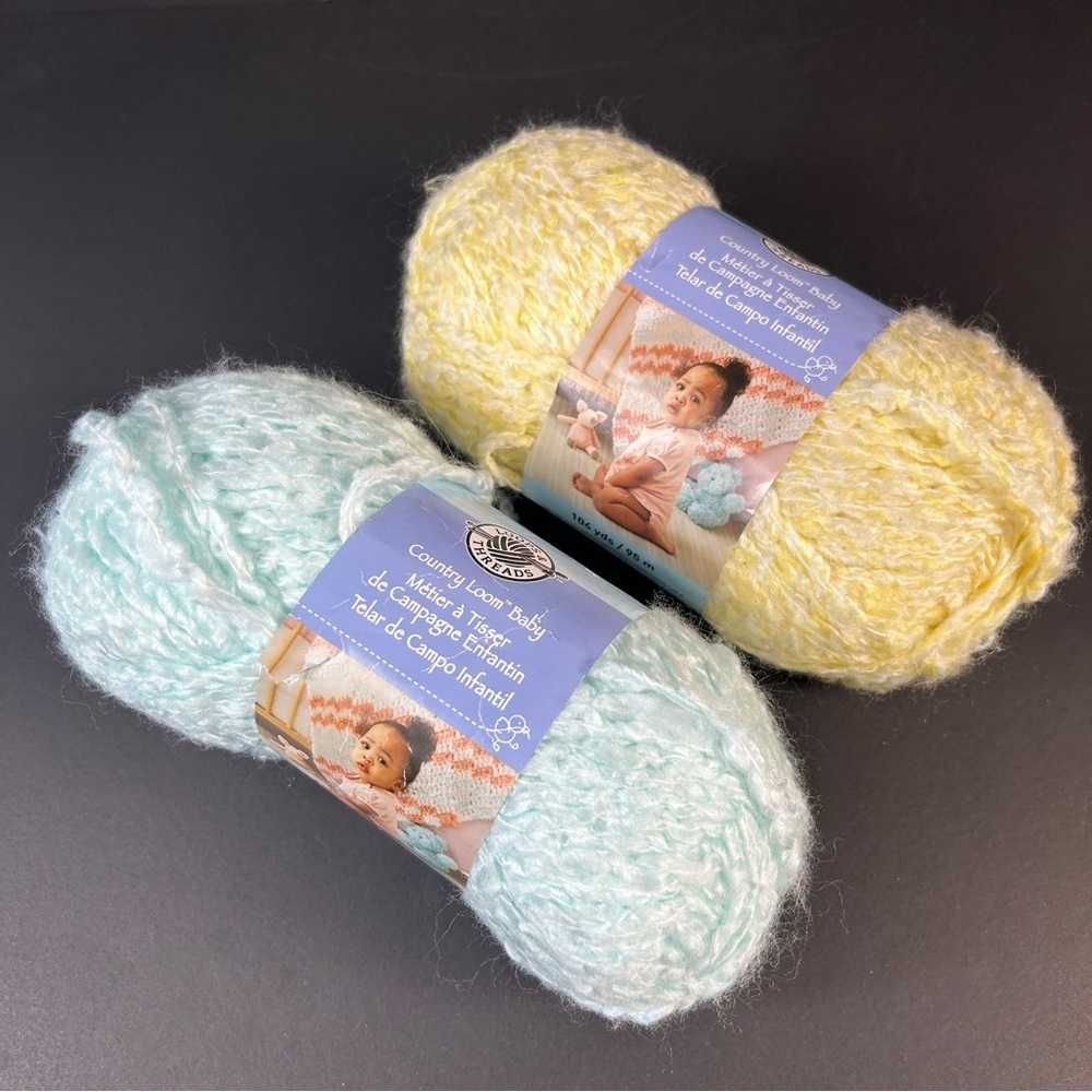 DISCONTINUED Loops & Threads Country Loom Baby Yarn Lot (2) Soft Yellow & Blue❤️
